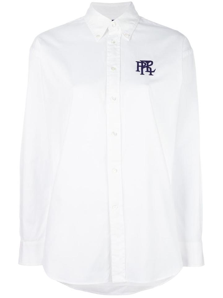 Polo Ralph Lauren Logo Print Shirt, Women's, Size: 0, White, Cotton