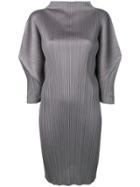 Pleats Please By Issey Miyake Puff Sleeve Pleated Dress - Grey