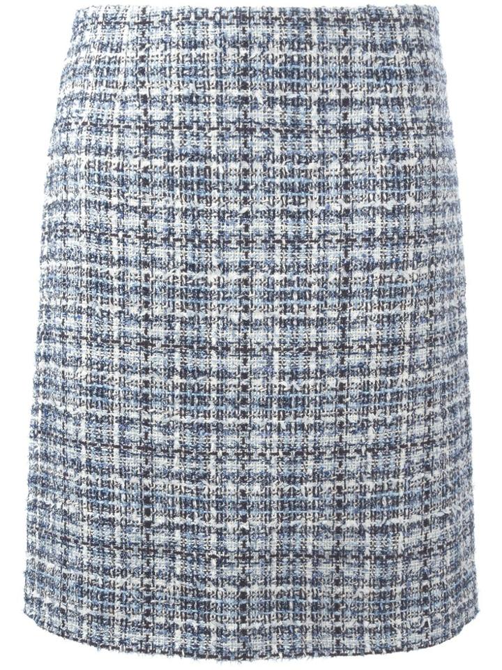 Lanvin Tweed Checked Skirt - Blue
