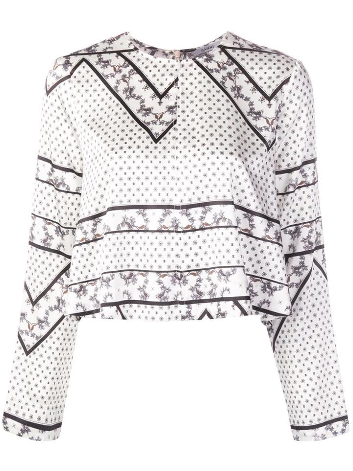 Ganni Embroidered Long-sleeve Blouse - White