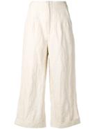 Gentry Portofino Wide Leg Cropped Trousers - Neutrals