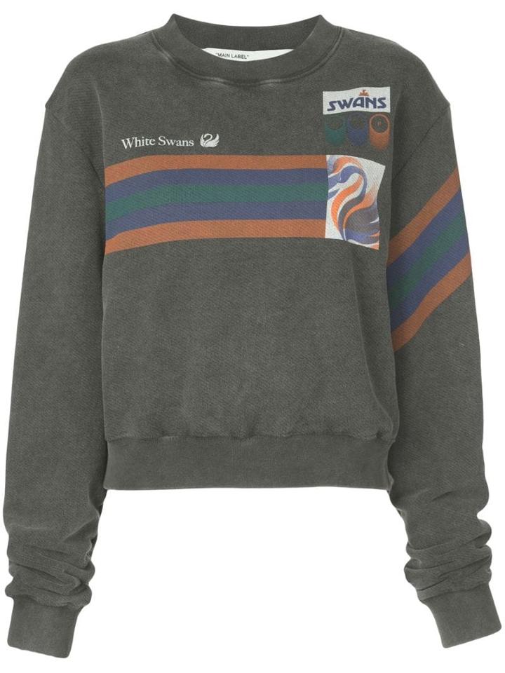 Off-white White Swans Print Sweatshirt - Grey