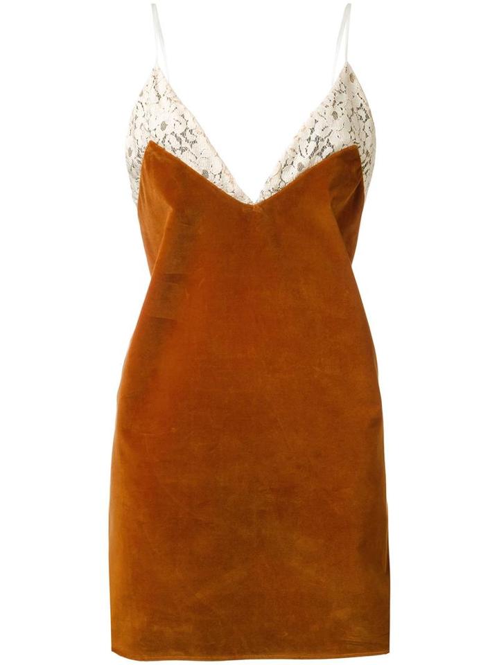 Au Jour Le Jour Lace Insert Dress, Women's, Size: 42, Yellow/orange, Cotton/polyamide/polyimide