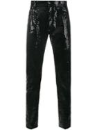 Saint Laurent Sequin Embellished Trousers, Men's, Size: 31, Black, Cotton/spandex/elastane/polyester