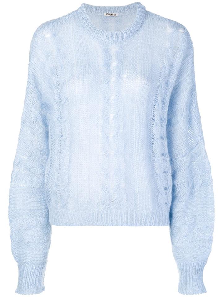 Miu Miu Cable Knit Sweater - Blue