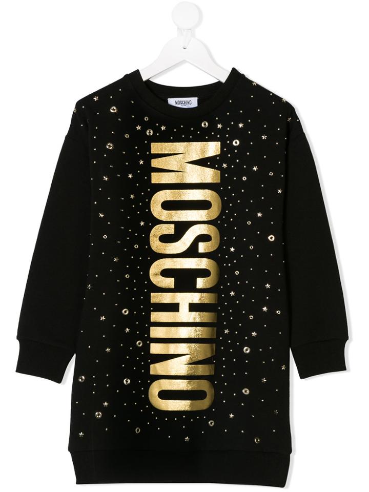 Moschino Kids Teen Logo Print Sweater Dress - Black