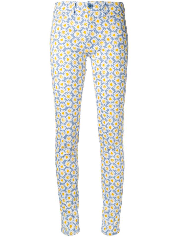Love Moschino - Daisy Print Skinny Trousers - Women - Cotton/spandex/elastane - 30, Blue, Cotton/spandex/elastane