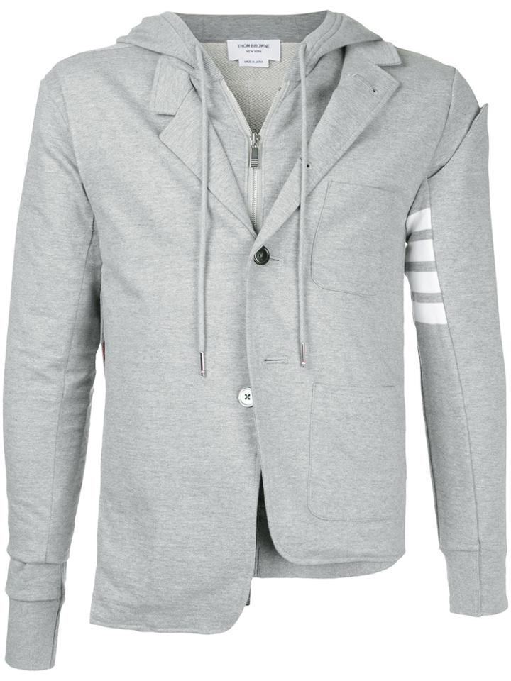 Thom Browne Asymmetric Hoodie Jacket - Grey
