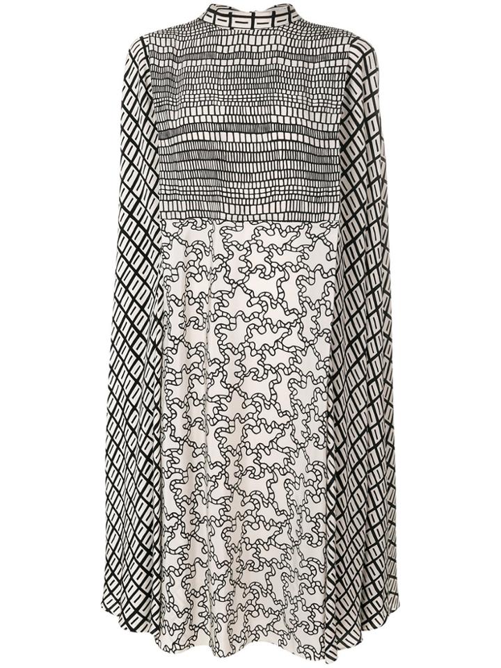 Valentino Patterned Cape Dress - White
