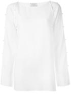 Lanvin Buttoned Shoulder Blouse, Women's, Size: 46, White, Spandex/elastane/viscose