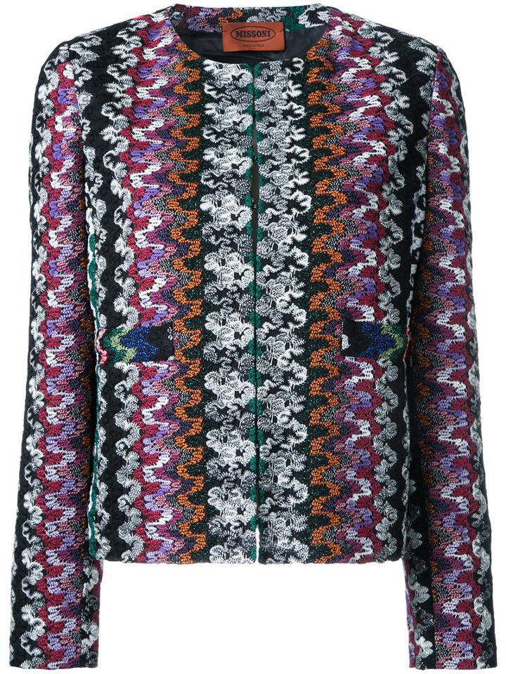 Missoni Collarless Open Jacket, Size: 44, Black, Polyester/cupro/viscose