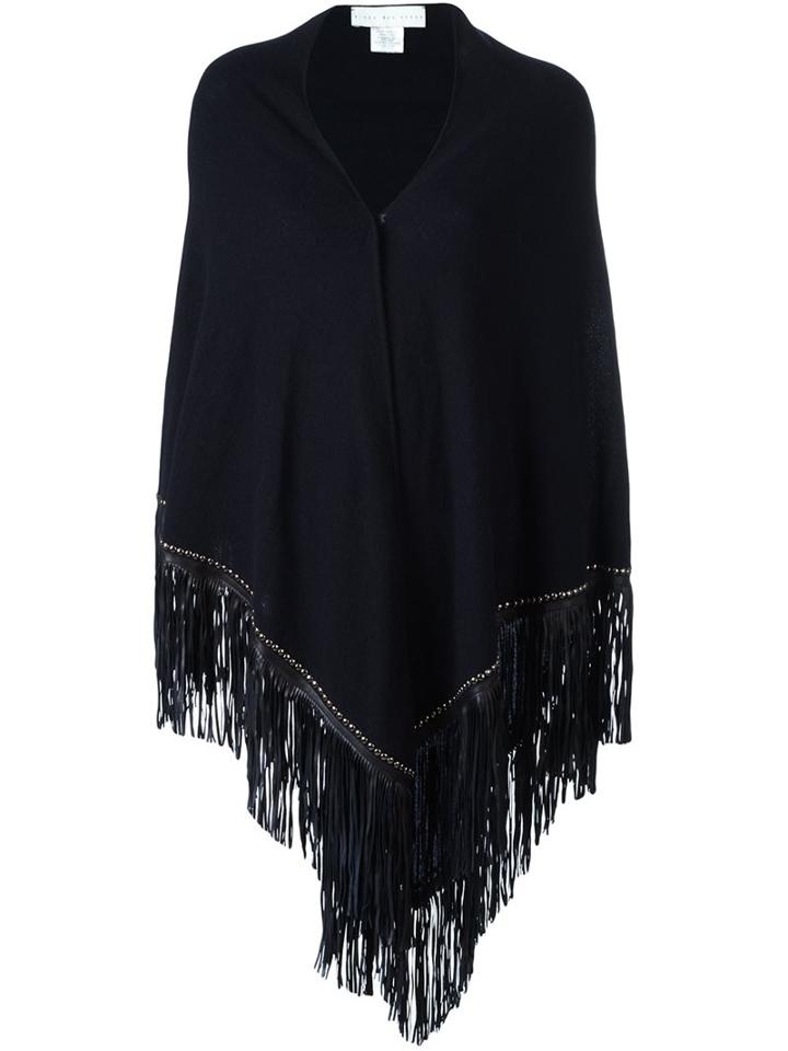 Giada Benincasa Fringed Scarf, Women's, Blue, Leather/cashmere