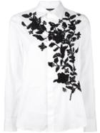 Dsquared2 Floral Embroidered Shirt, Women's, Size: 40, White, Cotton/spandex/elastane/plastic/brass