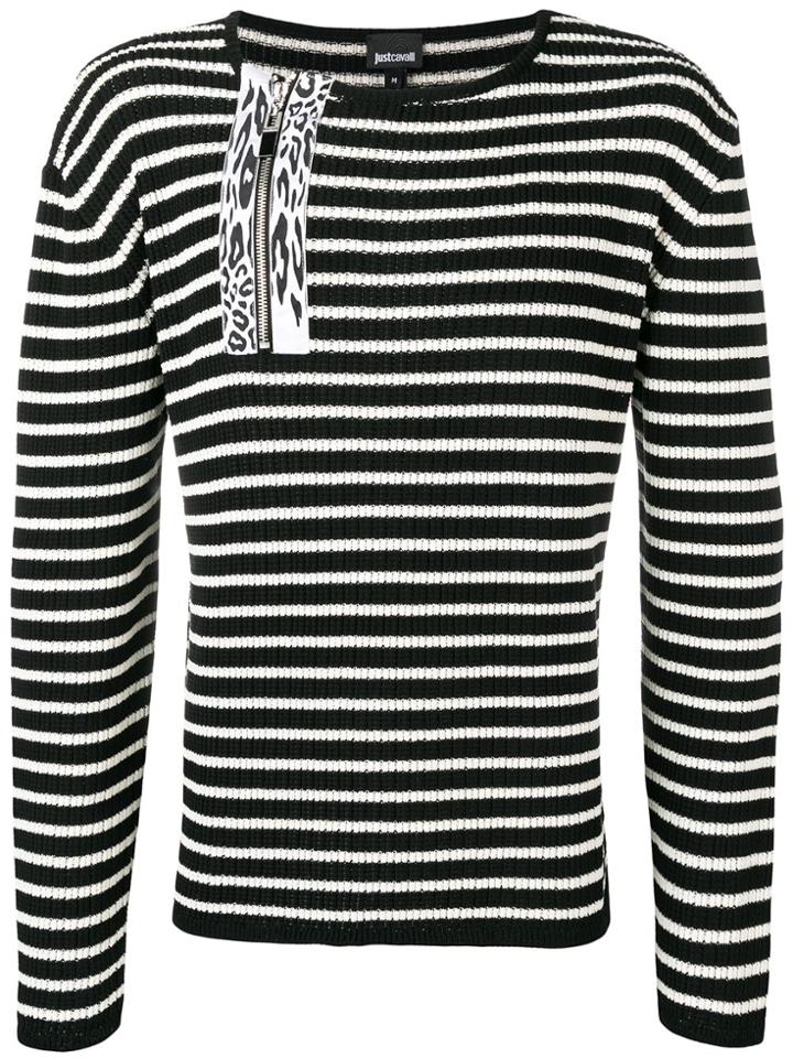 Just Cavalli Striped Ribbed Sweater - Black