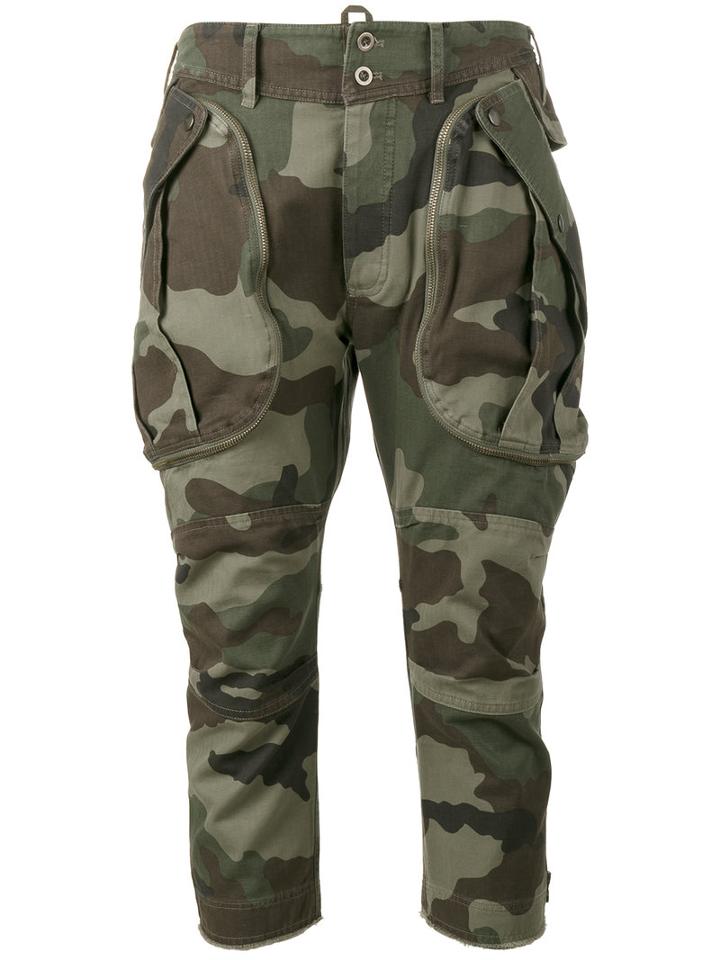 Faith Connexion - Camouflage Print Cropped Trousers - Women - Cotton - M, Green, Cotton