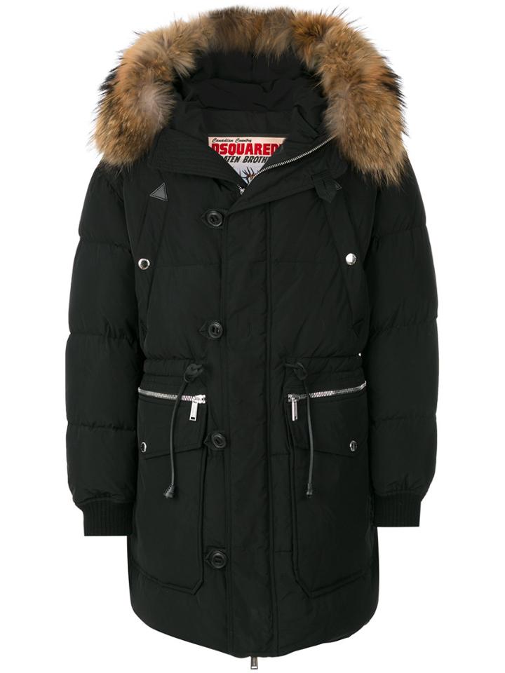 Dsquared2 Fur Trimmed Parka - Black
