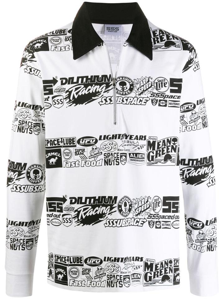 Sss World Corp Stripe Print Polo Shirt - White