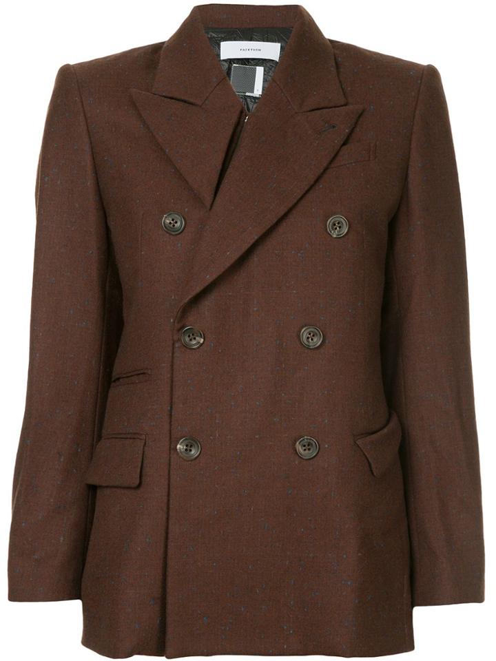 Facetasm Double Breasted Blazer - Brown