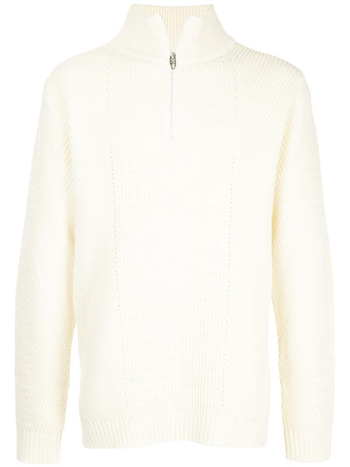 Roar Zipped Neck Jumper - White