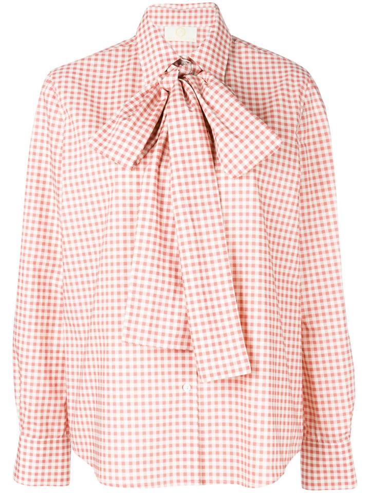 Sara Battaglia Gingham Bow Shirt - Red