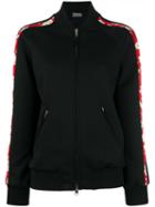Alexander Mcqueen Floral Trim Bomber Jacket, Size: 38, Black, Viscose/polyamide/spandex/elastane/silk