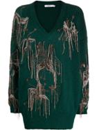 Amen Oversized Embellished Jumper - Green