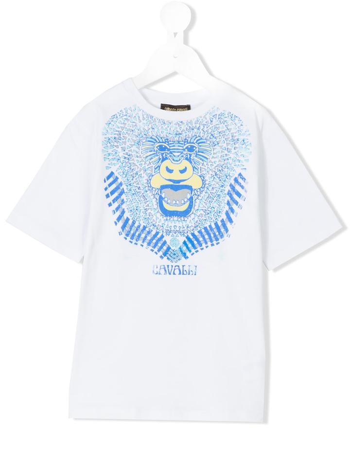 Roberto Cavalli Kids - Monkey Print T-shirt - Kids - Cotton/elastodiene - 4 Yrs, White