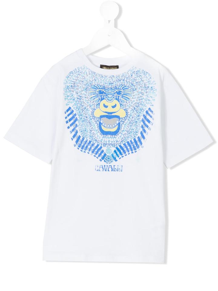 Roberto Cavalli Kids - Monkey Print T-shirt - Kids - Cotton/elastodiene - 4 Yrs, White
