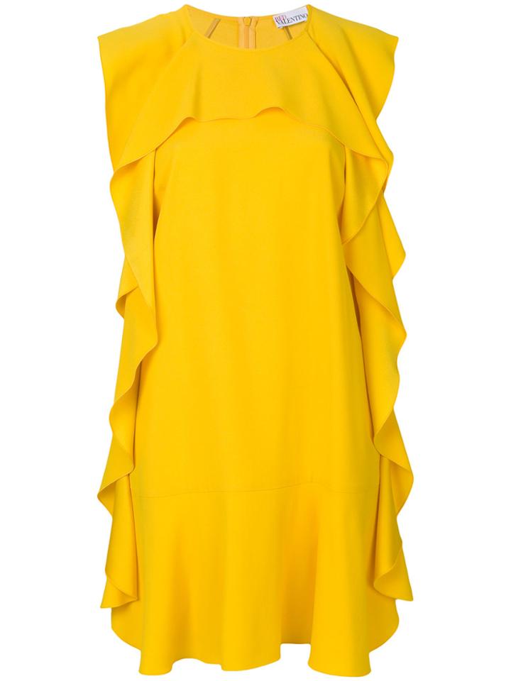 Red Valentino Frill Trim Shift Dress - Yellow & Orange