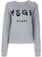 Msgm - Logo Print Sweatshirt - Women - Cotton/viscose - M, Women's, Grey, Cotton/viscose