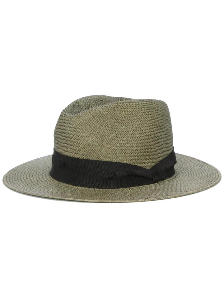 Rag & Bone Panama Hat, Women's, Size: 55, Green, Straw/cotton/viscose
