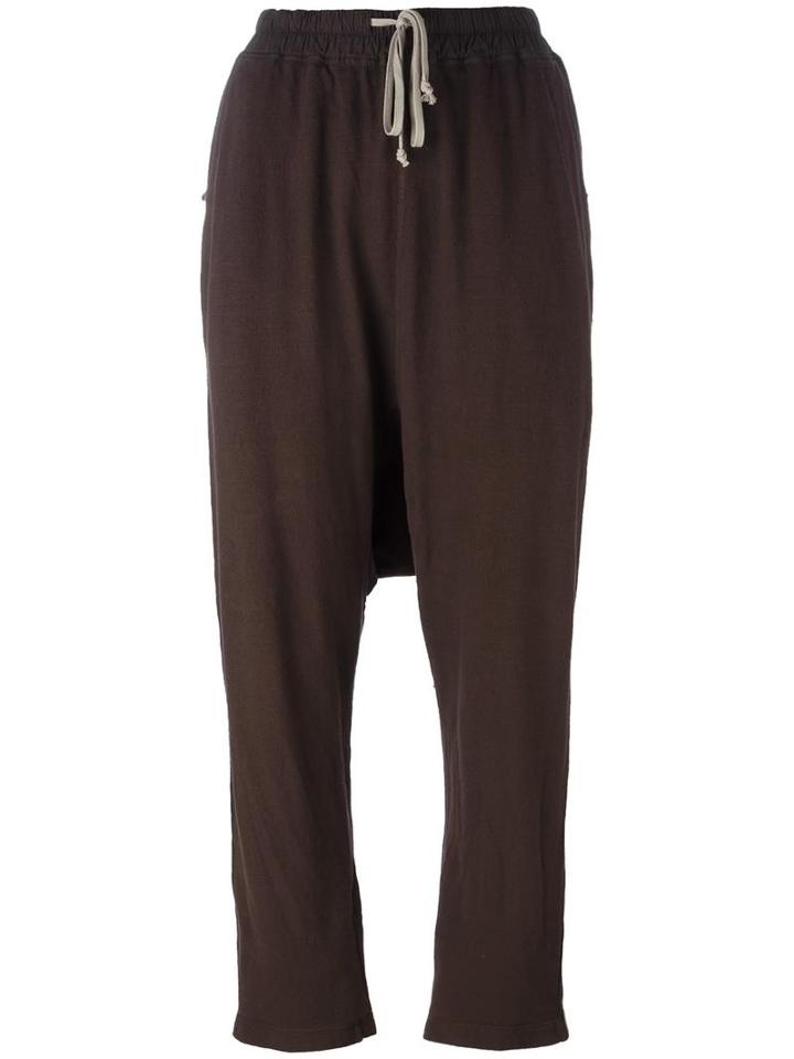 Rick Owens Drkshdw Drawstring Drop-crotch Tapered Trousers, Women's, Size: Xs, Brown, Cotton