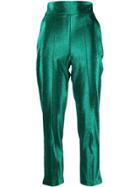 Elisabetta Franchi Metallic Threading Cropped Trousers - Green