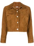 Ganni Cropped Fitted Jacket - Brown