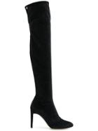 Giuseppe Zanotti Design Glittered Velvet Knee Boots - Black