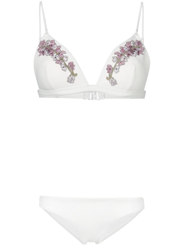 Zimmermann Floral Embellished Bikini Set - White