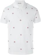 Moncler Logo Embroidered Polo Shirt, Men's, Size: Large, White, Cotton