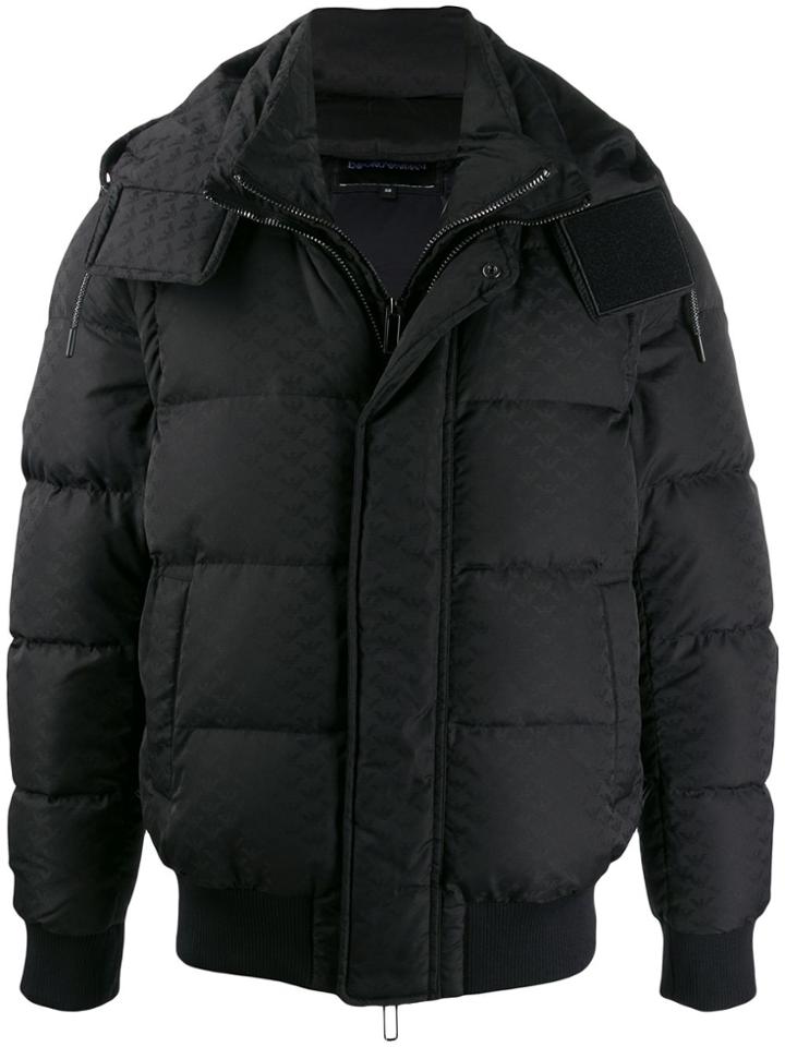 Emporio Armani Logo Print Puffer Jacket - Black