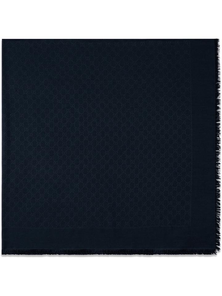 Gucci - Silk Wool Gg Jacquard Shawl - Women - Silk/wool - One Size, Blue, Silk/wool