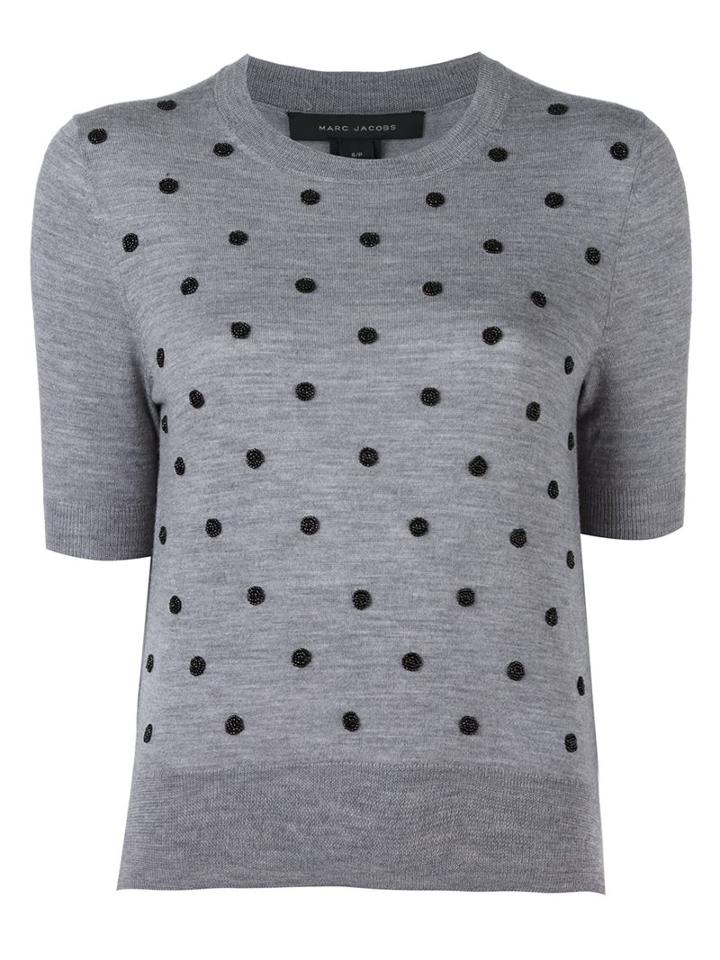 Marc Jacobs Embellished Knit Top, Women's, Size: Medium, Grey, Wool