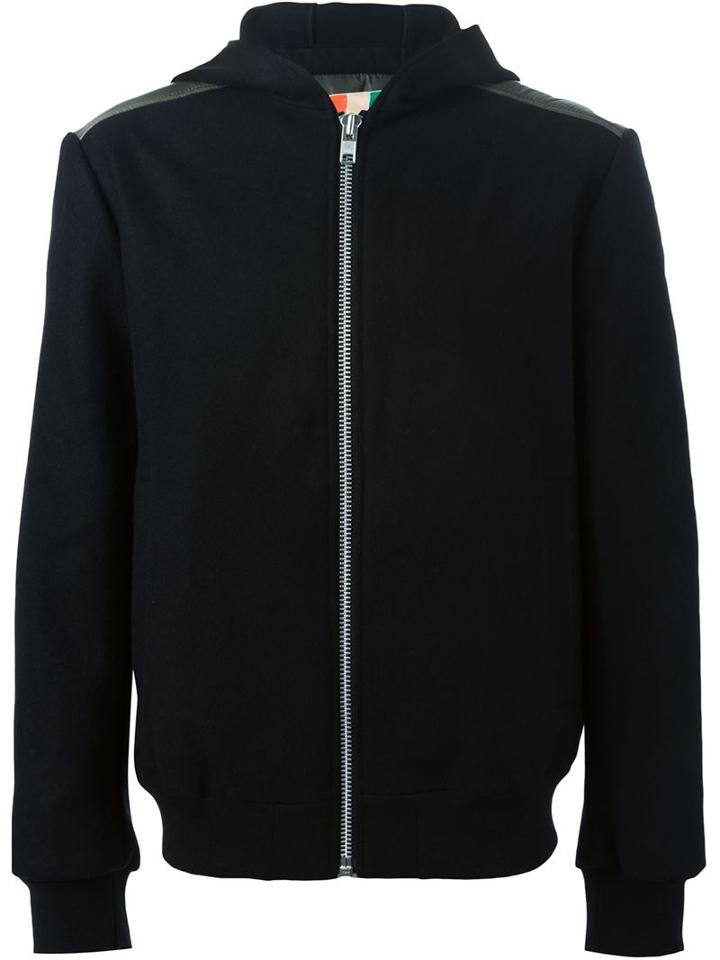 Msgm Zip Up Hoodie, Men's, Size: 46, Black, Wool/polyamide