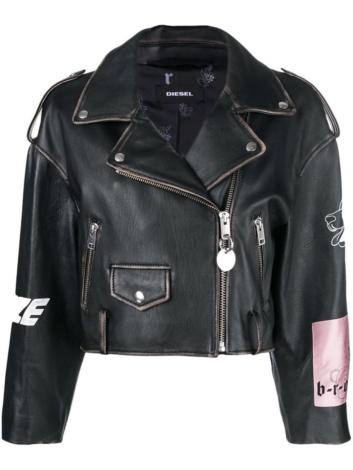 Diesel Zipped Biker Jacket - Black