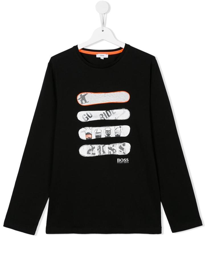Boss Kids Snowboard Print T-shirt, Boy's, Size: 16 Yrs, Black