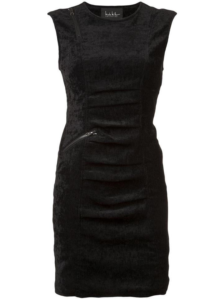 Nicole Miller Sleeveless Tucked Dress - Black