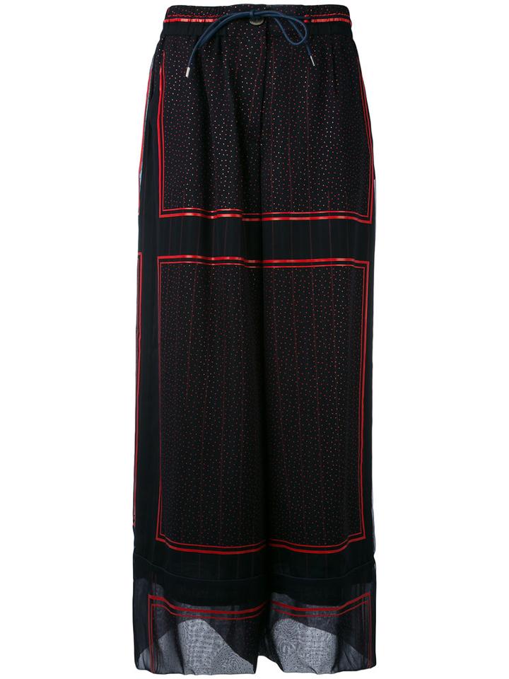 Sacai - Cupro Pinstripe Palazzo Trousers - Women - Polyester/cupro - 3, Blue, Polyester/cupro