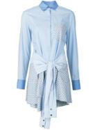 Derek Lam 10 Crosby Tie Waist Shirt Dress, Women's, Size: 0, Blue, Cotton