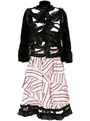 Comme Des Garçons Vintage Ruffled Striped Dress - Black