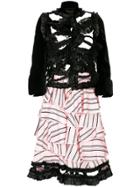 Comme Des Garçons Vintage Ruffled Striped Dress - Black