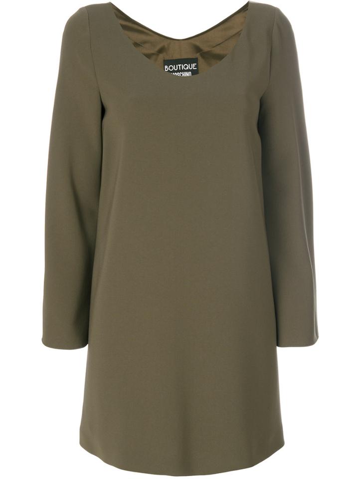 Boutique Moschino Buttoned Sleeve V-neck Dress - Green