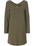 Boutique Moschino Buttoned Sleeve V-neck Dress - Green